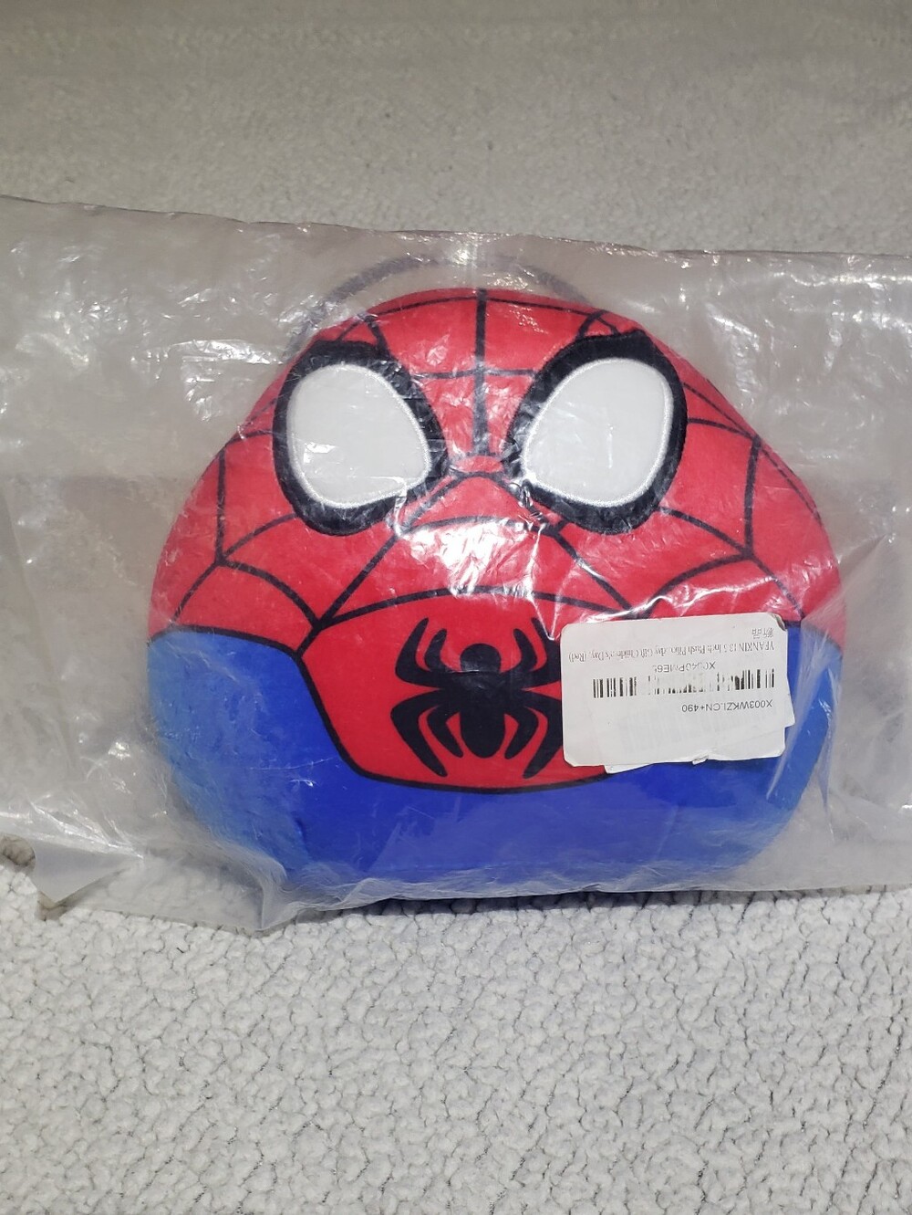 Red and Blue Spider-Man Plush Mask Pillow Toy | Small 8" NEW